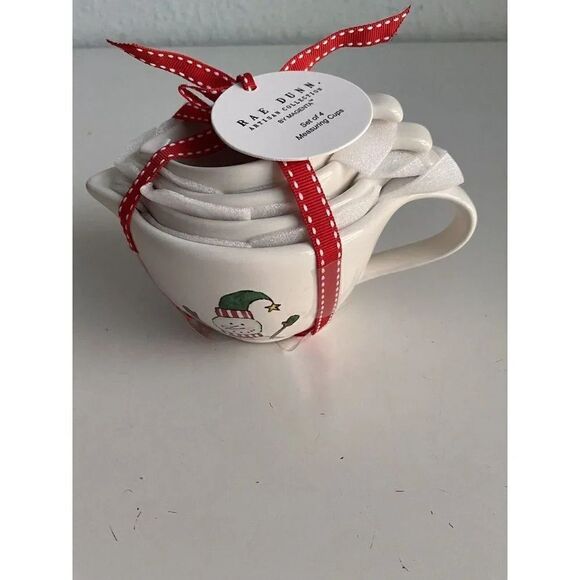 Rae Dunn Snowman Christmas Measuring Cups 4 Different Designs With Handles NEW - Picture 2 of 8